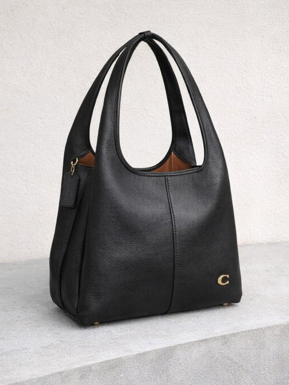 Coach Women’s Lana Large Leather Shoulder Bag - Brass/Black - Picture 2 of 8